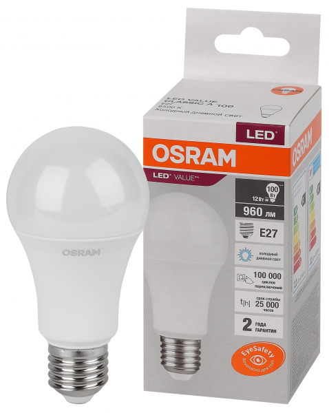 Светодиодная лампа OSRAM LVCLA100 12Вт 230В 6500К E27