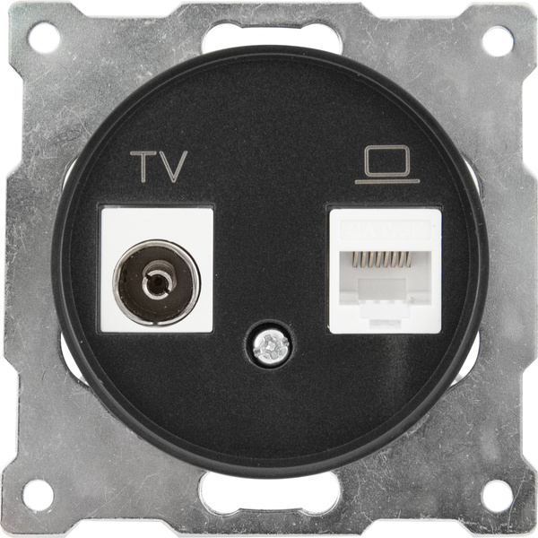 Розетка двойная антенна/компьютер FLORENCE ЧЕРНЫЙ TV/RJ45 категория 5e 1E20811303