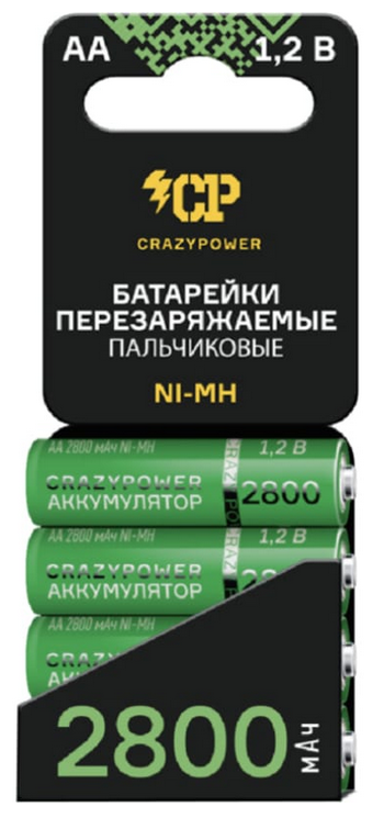 Аккумулятор CRAZYpower АА 2800мАч (4 шт Мини-блист) (кратно 4)