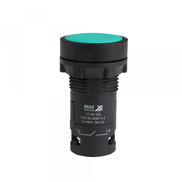 Кнопка с фиксацией OptiSignal Compact D22 С7-PH-310 зеленая 1НО XB7NH31 (кратно 1)