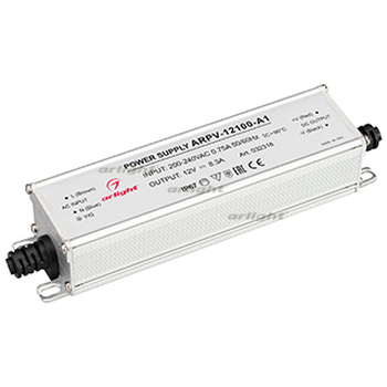 Блок питания Arlight ARPV-12100-A1 (12V, 8.3A, 100W) (ARL, IP67 Металл, 3 года)