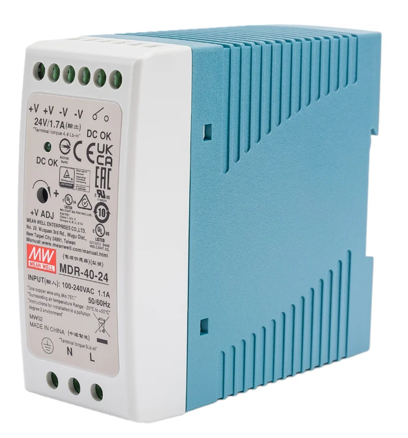 Блок питания AC-DC на DIN рейку 24В, 40Вт MDR-40-24