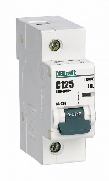 Автоматический выключатель 1П 100А характеристика С 10кА  DEKraft  ВА-201