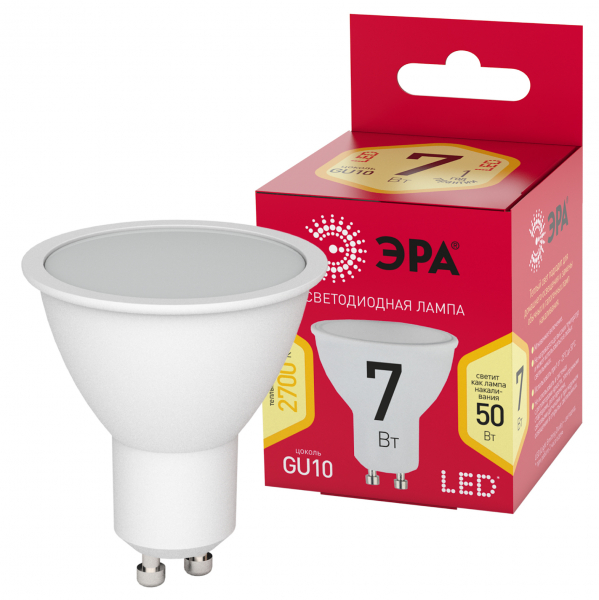 Светодиодная лампа ЭРА ECO LED MR16-7W-827-GU10