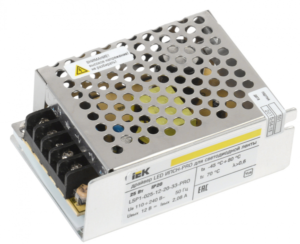IEK Драйвер 12V 25Вт IP20 85х58х34 LED ИПСН-PRO блок - клеммы IEK