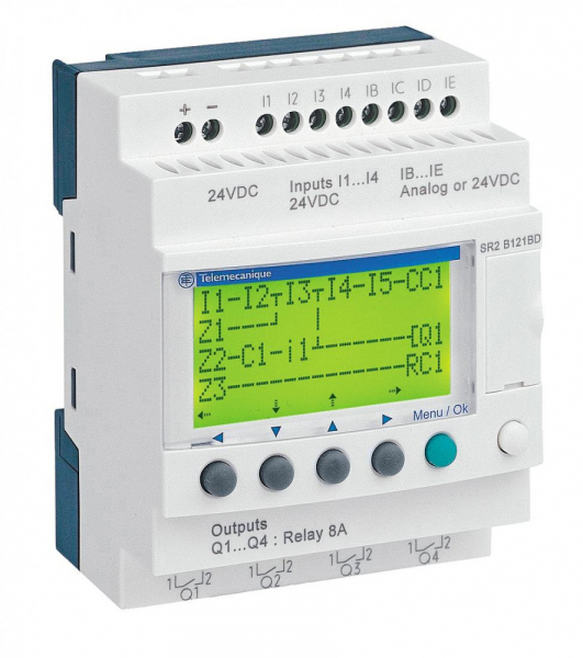 Реле компактное 8 входное/4 выходное питание =24В  TE-LEC  SR2B121BD ZELIO LOGIC Schneider Electric
