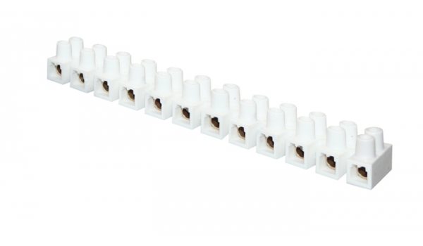 Зажим винтовой   1,0-4,0мм2   3А  12пар белый Клеммная колодка 4mm 3А полистирол (уп.10шт.) EKF