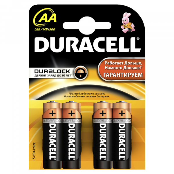 Батарейка AA Duracell LR6-4BL BASIC NEW (4/80/18240) (кратно 4)