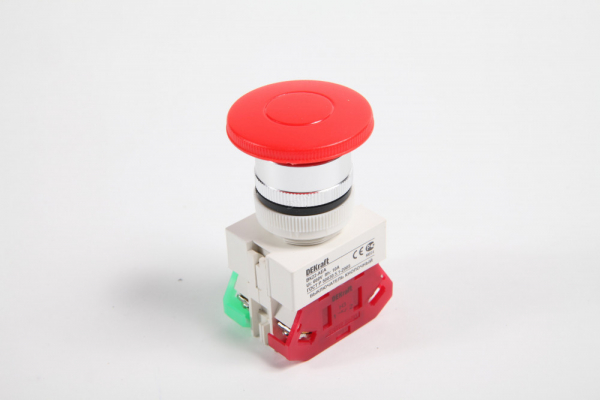 Выключатель кнопочный DEKraft 25038DEK грибок с фикс. AE Φ22 мм 1НО+1НЗ Цвет:КРАСНЫЙ 220В ВK-22