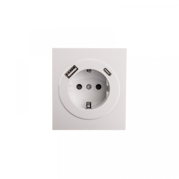 Розетка STRONG 1-ая с/з с/у з/ш 16А с USB A+C быстрой зарядки 5В/3А жемчуг KRANZ