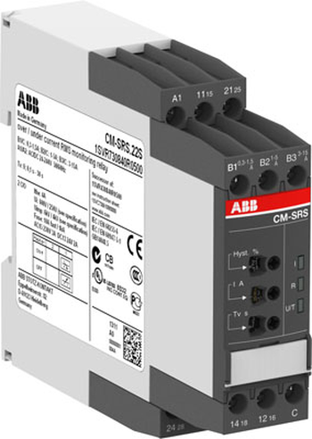 ABB Однофазное реле контроля тока CM-SRS.M2S многофункц. (диапаз. изм. 0.3- 1.5А, 1-5A, 3-15A) питание 24-240В AC/DC, 2ПК, винтовые клеммы /1SVR730840R0700/