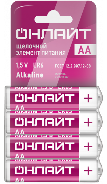 Элемент питания ОНЛАЙТ 90 638 OBT-02 (LR6-SHBP4) (кратно 48)