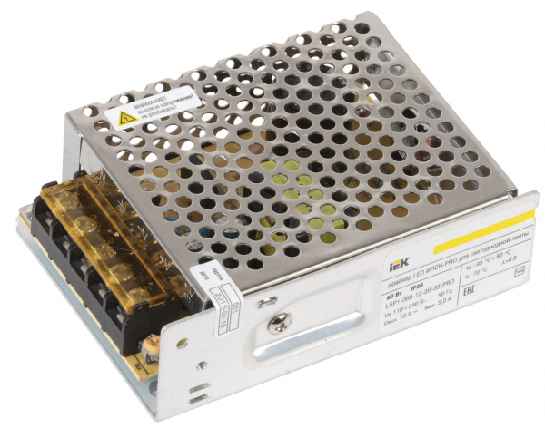 Драйвер 12V 60Вт  IP20 43,5х26,5х26 LED ИПСН-PRO  блок - клеммы IEK