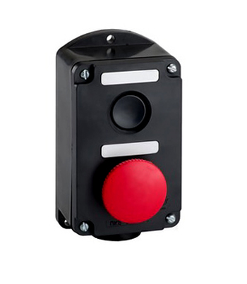 Пост кнопочный Пост управления ПКЕ 222-2 У2, 10А, 660В, 2 элемента, чёрный цилиндр и красный гриб, накладной, IP54 Электротехник