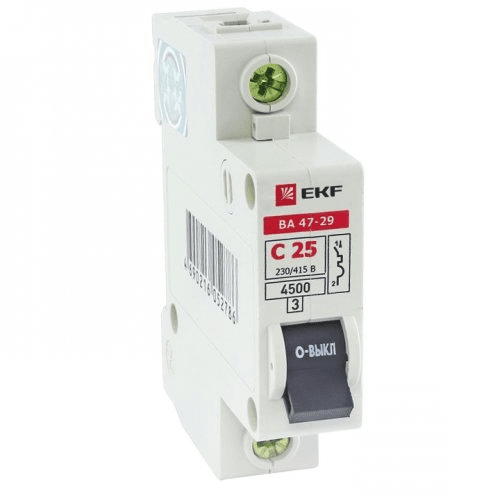 Автоматический выключатель 1П   6А характеристика С  4,5кА  EKF  ВА47-29   Basic