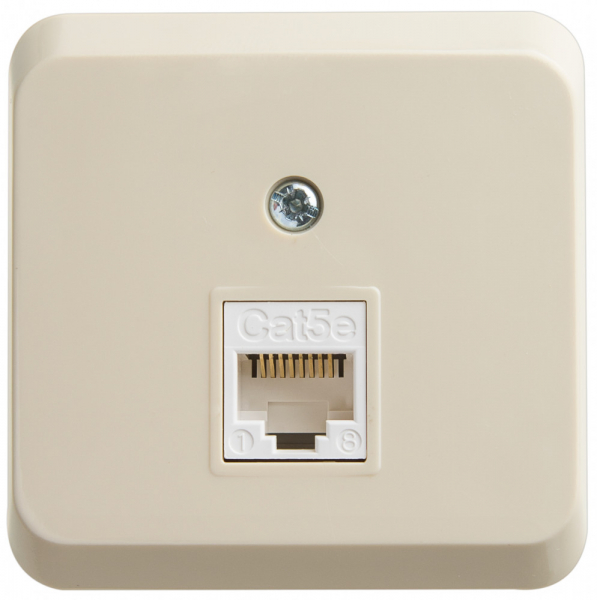 Розетка компьютерная RJ45 категория 5E SYSTEME ELECTRIC ЭТЮД КРЕМ открытая установка KOMA-001K