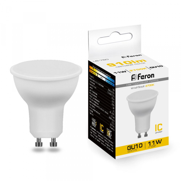 Светодиодная лампа Feron 11Вт  230V GU10 2700K MR16, LB-760