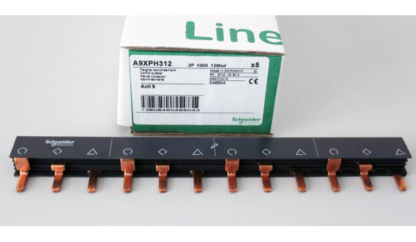 Шинка гребенчатая 3П (L1L2L3…) 12 модулей 18мм 100А разрезаемая Schneider Electric A9XPH312