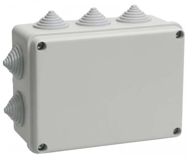 Коробка КМ41242 распаячная для открытой установки 150х110х70 мм IP55 (RAL7035, 10 гермовводов)