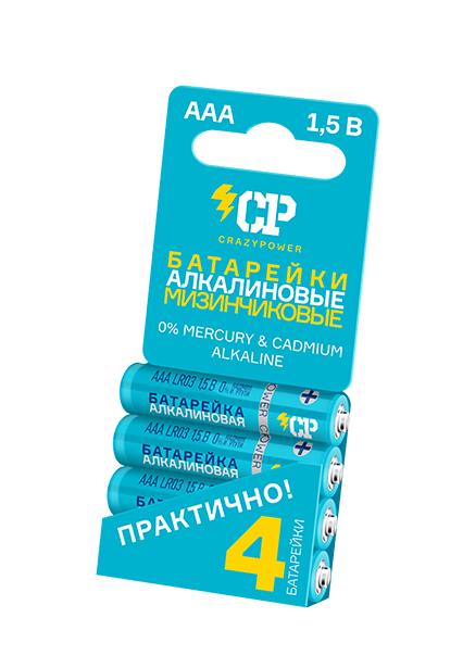 Батарейка AAA CP LR03 Алкалиновые BL4 бирюз (кратно 4)