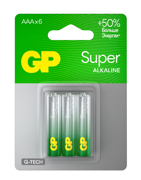 Батарейка AAA GP 24AA21-2CRSBC6 LR03 36/720 (кратно 6)