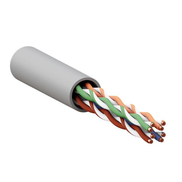 Кабель информационный U/UTP 4 пары кат 5E solid 24AWG оболочка нг(А)-LSLTx цвет серый TERACOM (305м) (кратно 305)