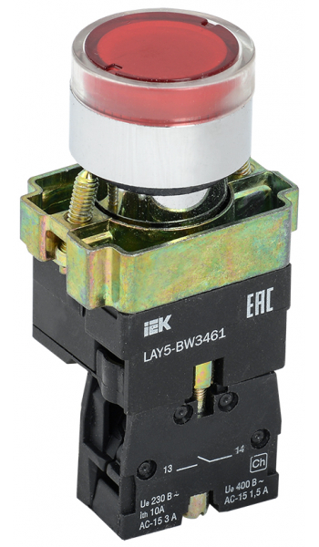 Кнопка управления LAY5-BW3461 с подсветкой красная 1з ИЭК