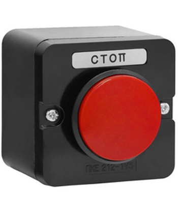 Пост управления кнопочный ПКЕ 222-1 У2, 10А, 660В, 1 элемент, красный гриб, накладной, IP54 Электротехник