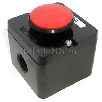 Пост управления кнопочный ПКЕ 222-1 У2, 10А, 660В, 1 элемент, красный гриб, накладной, IP54 Электротехник