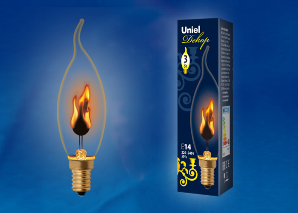 Светодиодная лампа Uniel  3Вт 230В RED-FLAME E14 &quot;эффект пламени&quot; свеча на ветру