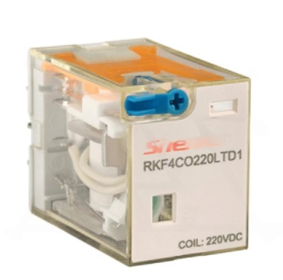 Реле RKF4CO220LTD1, 4CO, 6A(250VAC/30VDC), 220VDC, мех. индикация, тест-кнопка с блокировкой, диод +A1/-A2, LED