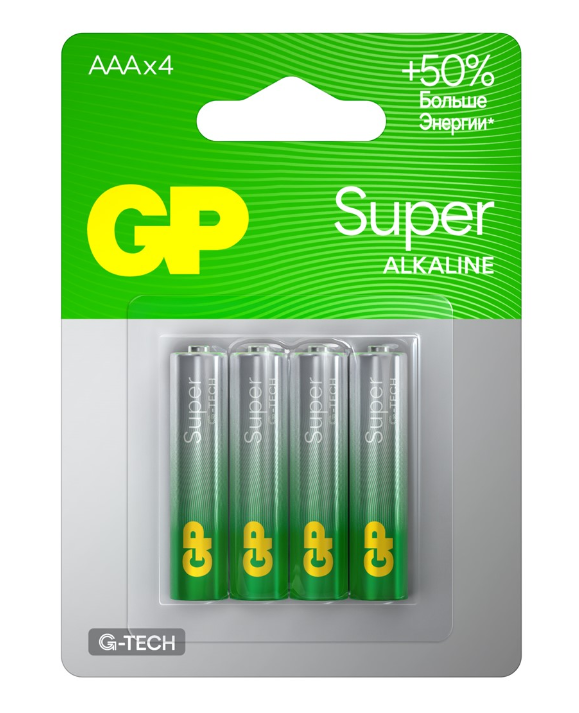 Батарейка AAA GP LR03 Super Alkaline G-Tech 24А 24AA21-2CRSBC4 (кратно 4)