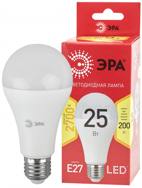 LED A65-25W-827-E27 R ЭРА (диод, груша, 25Вт, тепл, E27) (10/100/1200)
