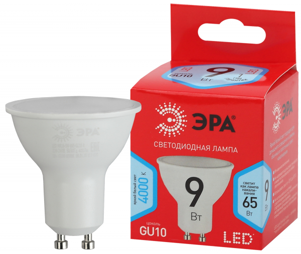 Светодиодная лампа ЭРА RED LINE LED MR16-9W-840-GU10 R GU10 9 Вт софит нейтральный белый свет