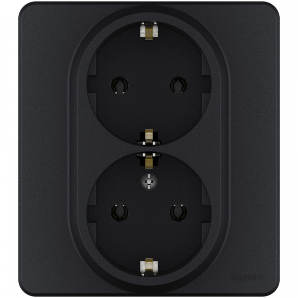 Розетка двухместная с заземляющими контактами IP20 LEGRAND INSPIRIA АНТРАЦИТ скрытая установка 673753
