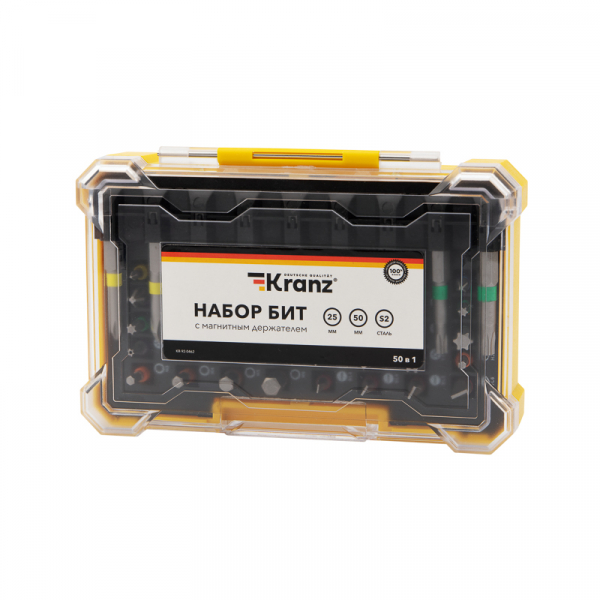 Набор бит KRANZ с магнитным держателем 25-50 мм, 49 бит KR-92-0462