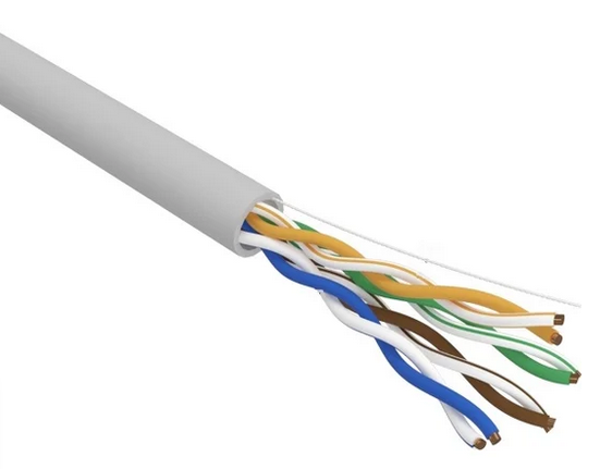 Кабель витопарный категории 5e U/UTP 24 AWG 4х2х0,52 LSZH нг(A)-HF для внутренней прокладки серый коробка 305м