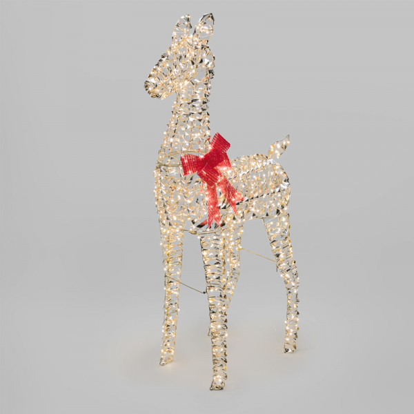 Светодиодная фигура "Олененок" 107см цвет свечения теплый БЕЛЫЙ питание от трансформатора IP44 NEON-NIGHT