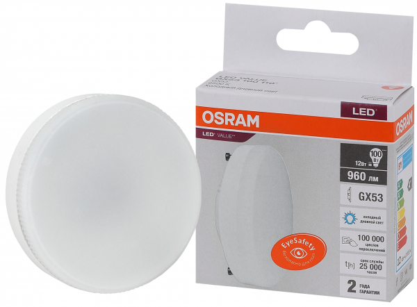 Светодиодная лампа OSRAM GX 12Вт 230В 6500К GX53