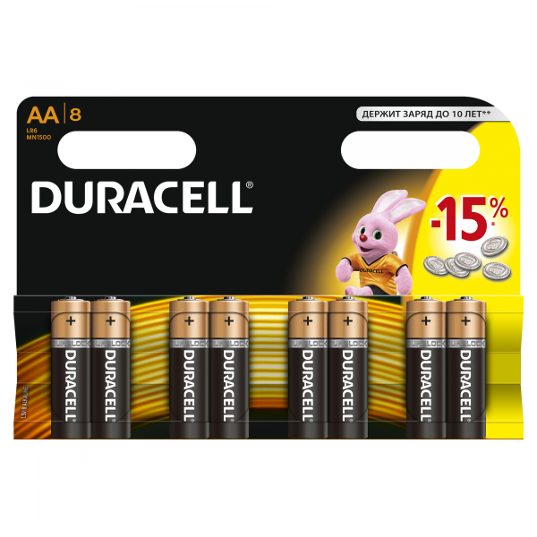 Батарейка AA DURACELL MN1500/LR6 BP8 (кратно 8)