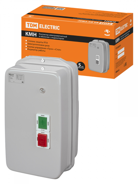 Контактор КМН35062 50А в оболочке с индикатором Ue=220В/АС3 IP54 TDM