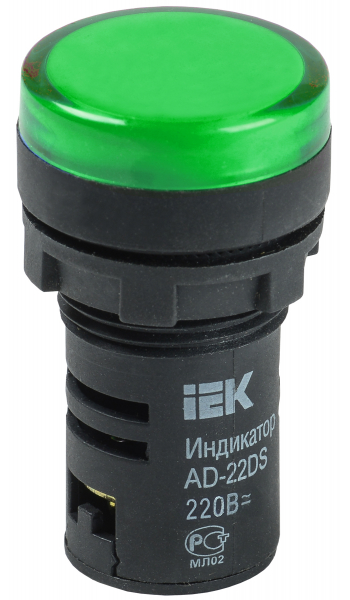 Лампа IEK AD-22DS 230В (зелёная) светодиод