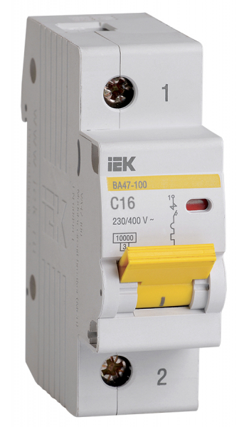 Автоматический выключатель 1П  16А характеристика С 10кА  IEK  ВА47-100