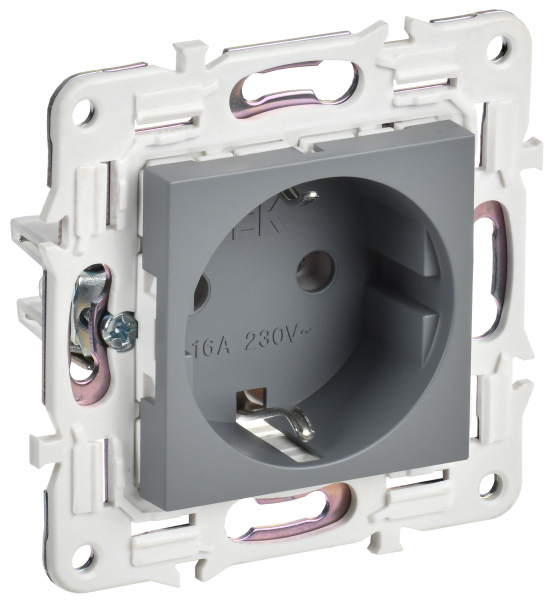 Розетка с заземлением без защитных шторок 16А SKANDY SK-R05Gr СЕРЫЙ IEK
