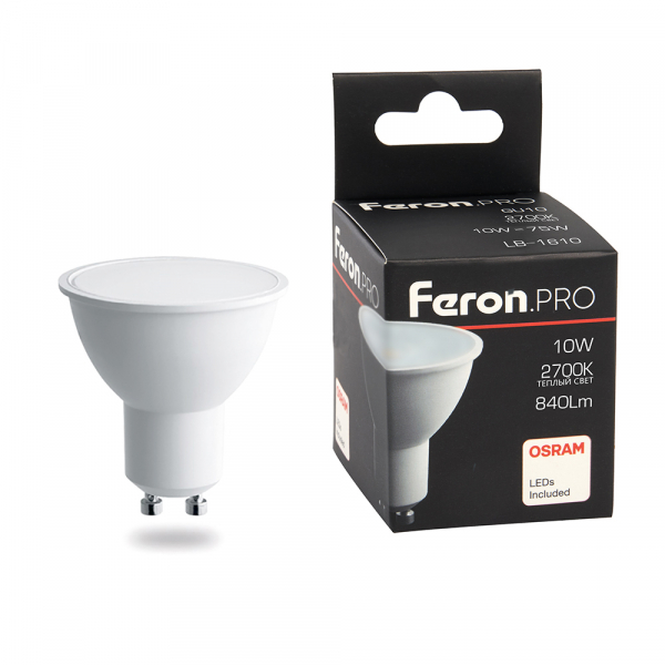 Светодиодная лампа Feron (10W) 230V GU10 2700K MR16, LB-1610