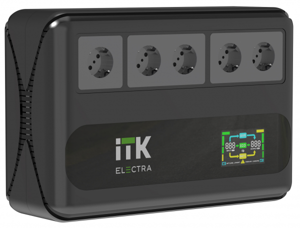 Источник бесперебойного питания ELECTRA LT5 Линейно-интерактивный 600ВА/360Вт однофазный LCD дисплей с АКБ 1х7AH 5 розеток Schuko ITK