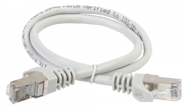 ITK Коммутационный шнур (патч-корд), кат.6A S/FTP, LSZH, 1м, серый