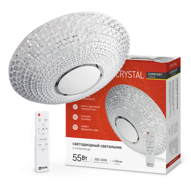 Светильник светодиодный IN HOME COMFORT CRYSTAL 55Вт 230В 3000-6500K 4400Лм 400x100мм с пультом ДУ
