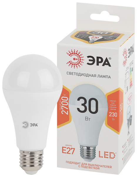 Светодиодная лампа ЭРА  LED A65-30W-827-E27