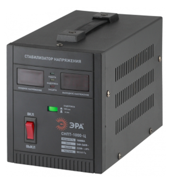 Стабилизатор однофазный  1,0кВа релейный напольный СНПТ-1000-Ц переносной, цифровой дисплей 140-260В/220/В, 1000ВА ЭРА